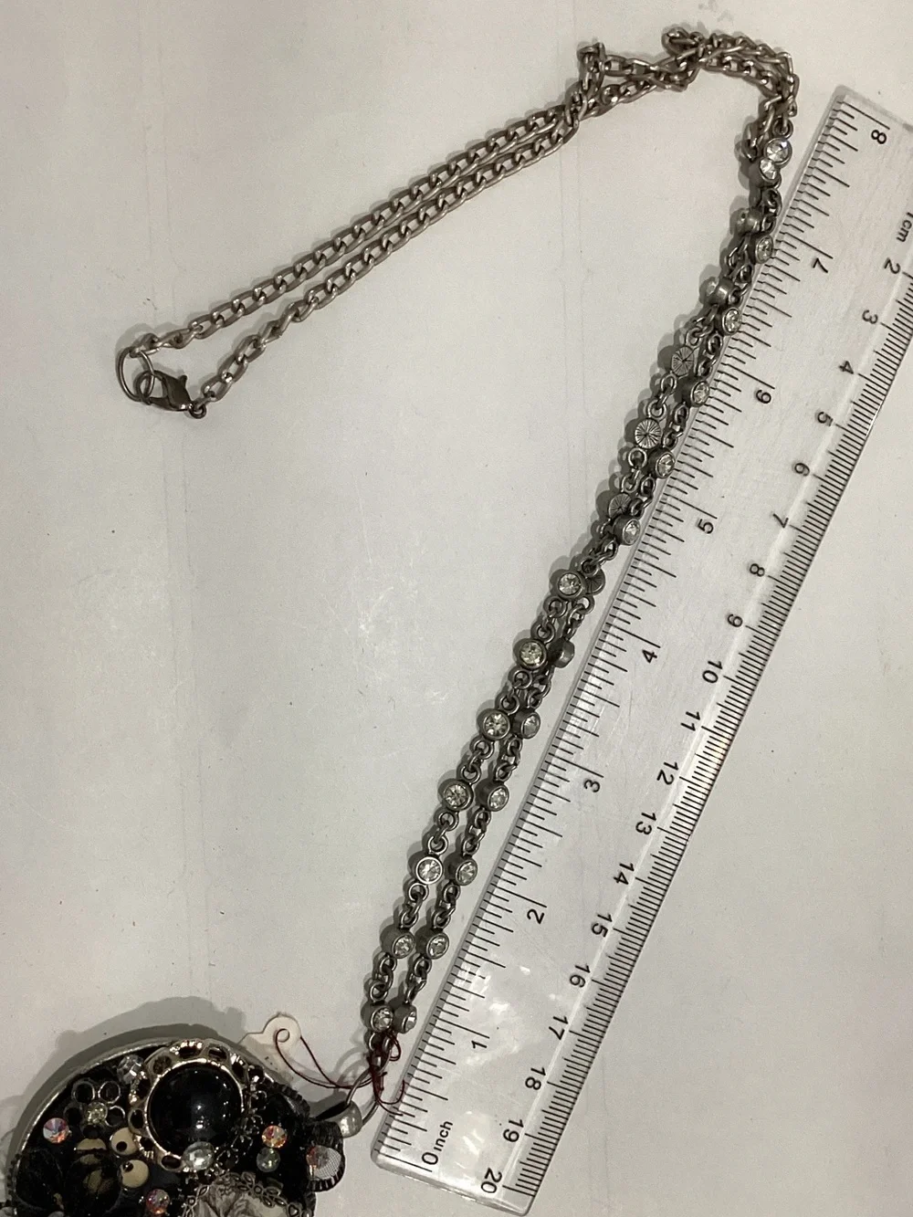 Vintage-Inspired Black and Silver Pendant Necklace